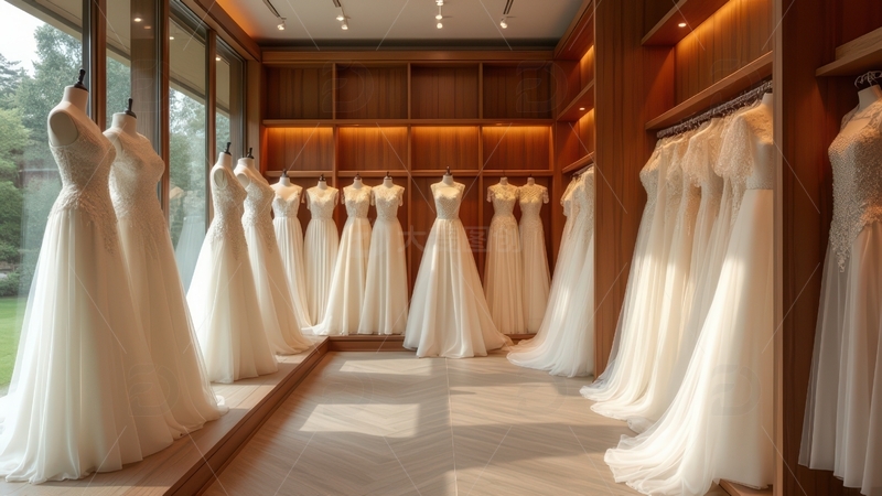 高清大图下载【趣麦麦图】婚纱店内的婚纱陈列