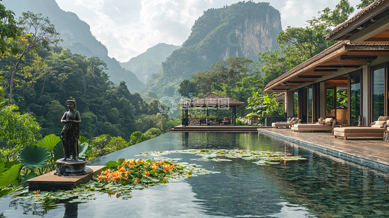 高清大图下载【趣麦麦图】山谷别墅无边泳池
