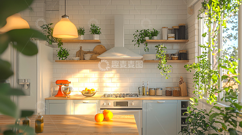 高清大图下载【趣麦麦图】明亮厨房一角
