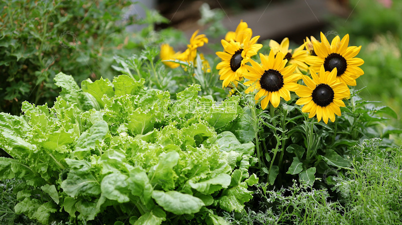高清大图下载【趣麦麦图】绿色蔬菜与向日葵