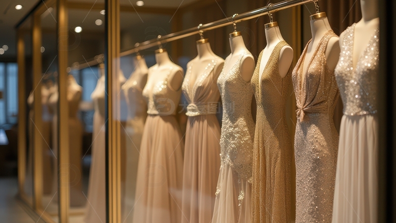 高清大图下载【趣麦麦图】浅色系礼服橱窗陈列