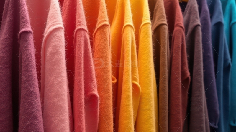 高清大图下载【趣麦麦图】彩虹色系毛衣整齐陈列