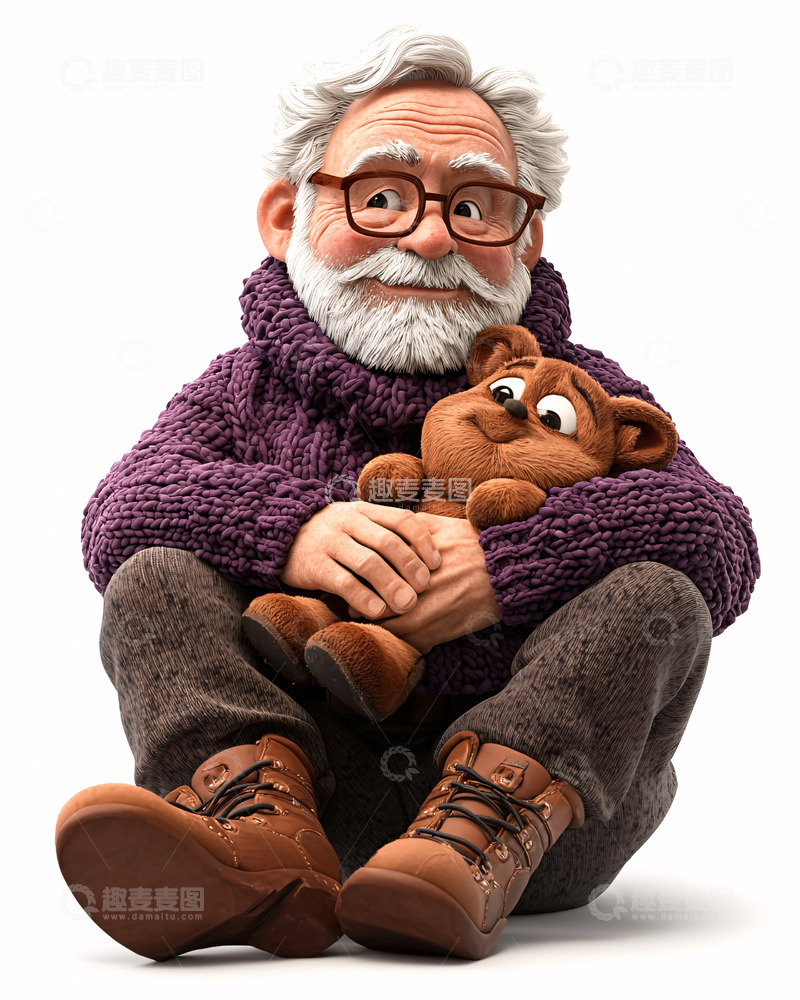 高清大图下载【趣麦麦图】卡通老人
