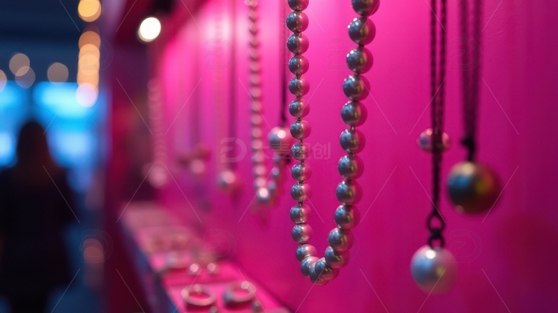 高清大图下载【趣麦麦图】粉色背景珠宝陈列展示