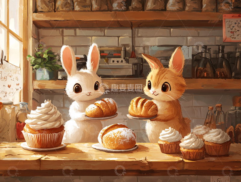 高清大图下载【趣麦麦图】兔子烘焙坊