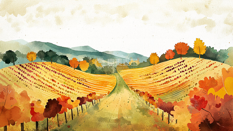 高清大图下载【趣麦麦图】秋日葡萄园田园风光