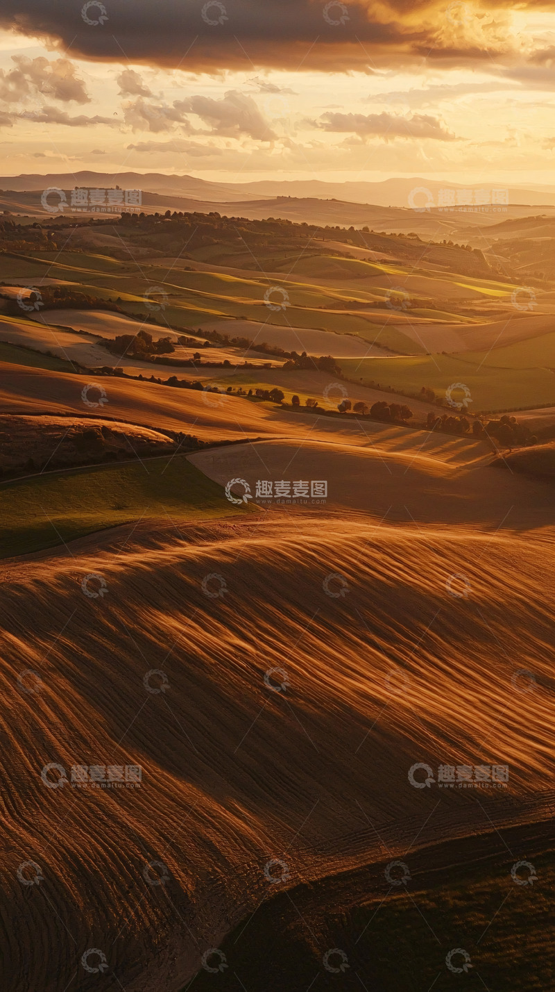 高清大图下载【趣麦麦图】夕阳下的田园风光