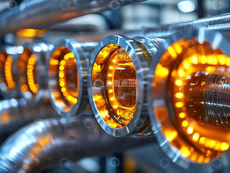 高清大图下载【趣麦麦图】金属管道中闪耀橙色光芒