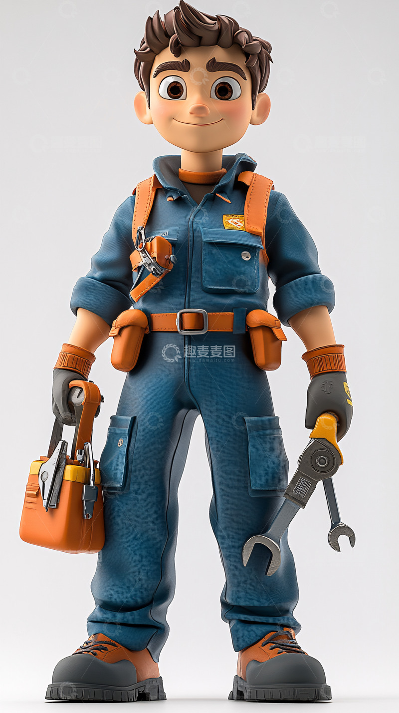 高清大图下载【趣麦麦图】卡通修理工