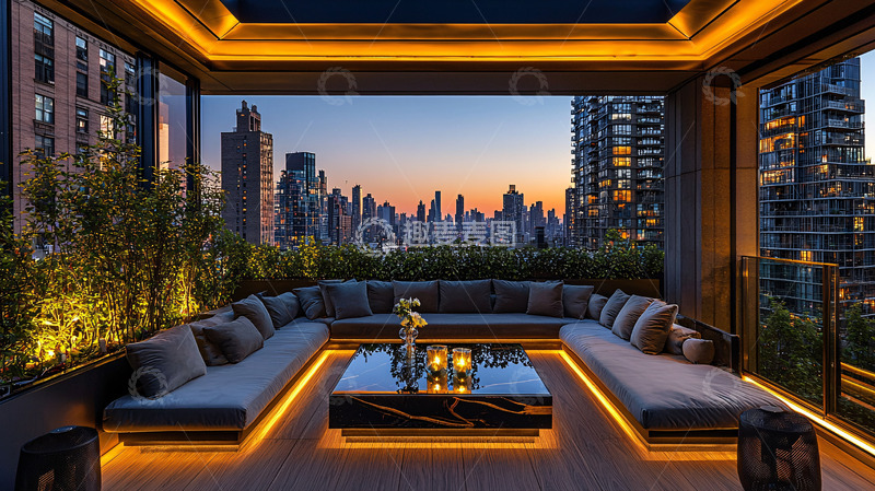 高清大图下载【趣麦麦图】纽约顶层公寓夜景