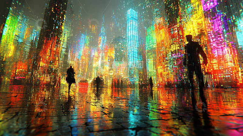 高清大图下载【趣麦麦图】霓虹灯闪烁的未来都市