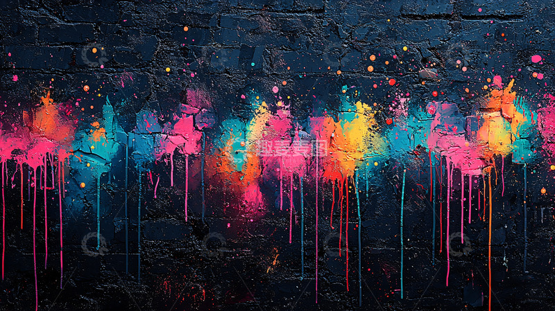 高清大图下载【趣麦麦图】彩色泼墨墙面