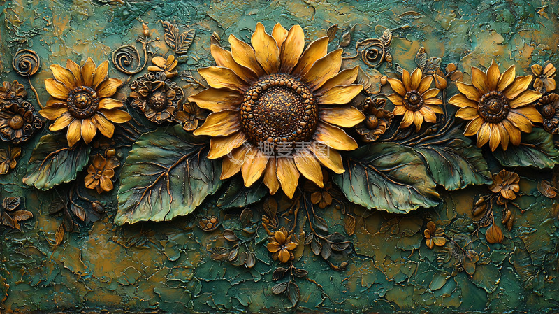 高清大图下载【趣麦麦图】立体花卉浮雕