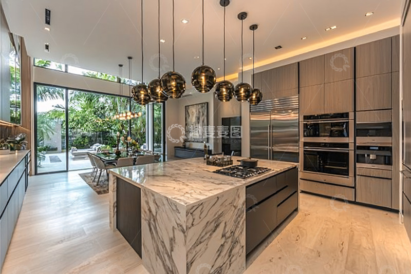 高清大图下载【趣麦麦图】现代轻奢开放式厨房