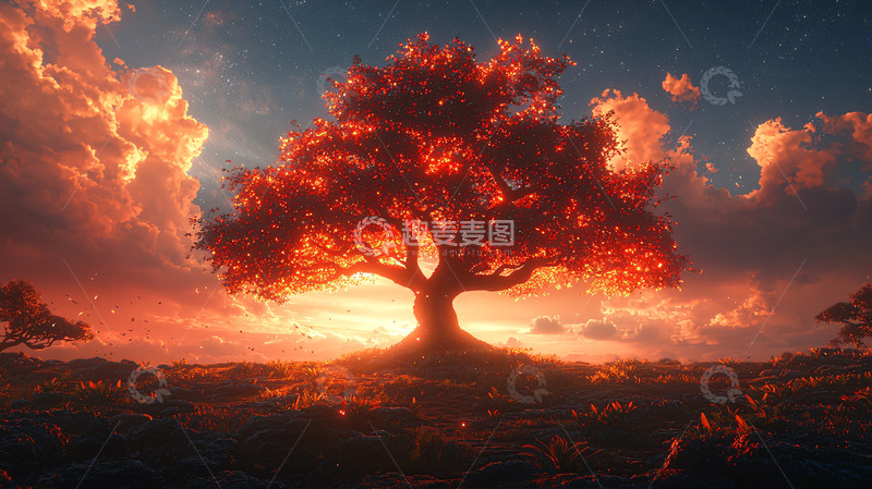 高清大图下载【趣麦麦图】燃烧的树