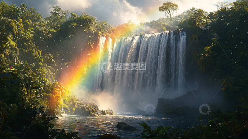 高清大图下载【趣麦麦图】彩虹瀑布