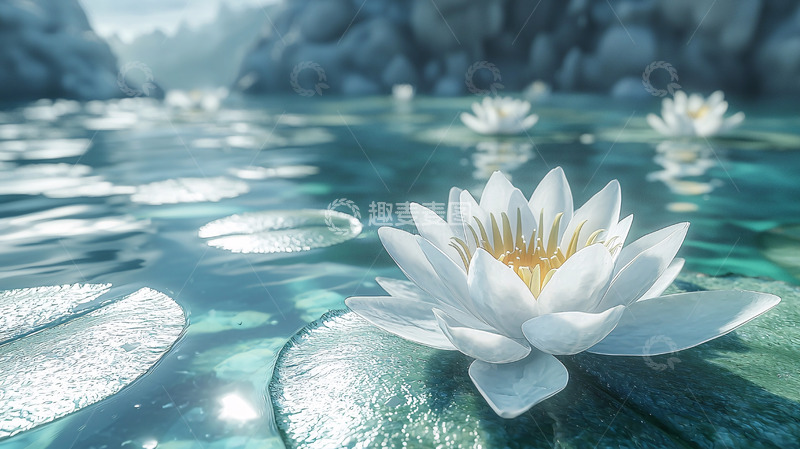 高清大图下载【趣麦麦图】宁静祥和的睡莲水景