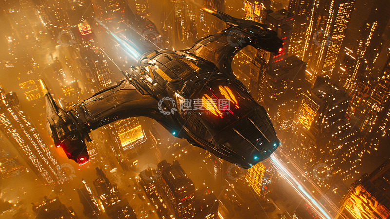 高清大图下载【趣麦麦图】未来都市飞船