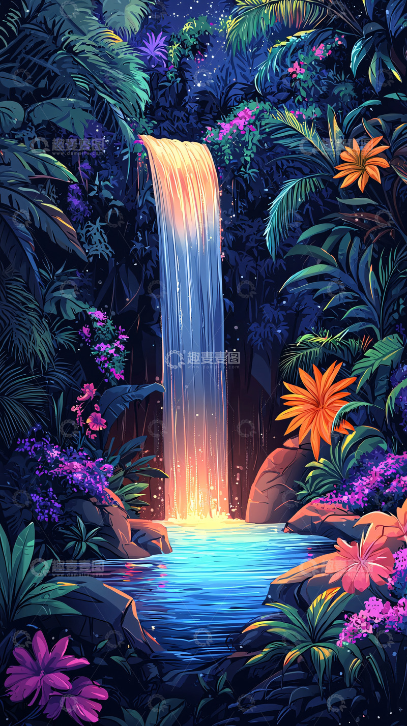 高清大图下载【趣麦麦图】梦幻热带瀑布