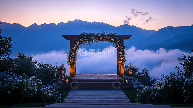 高清大图下载【趣麦麦图】梦幻山顶婚礼场景