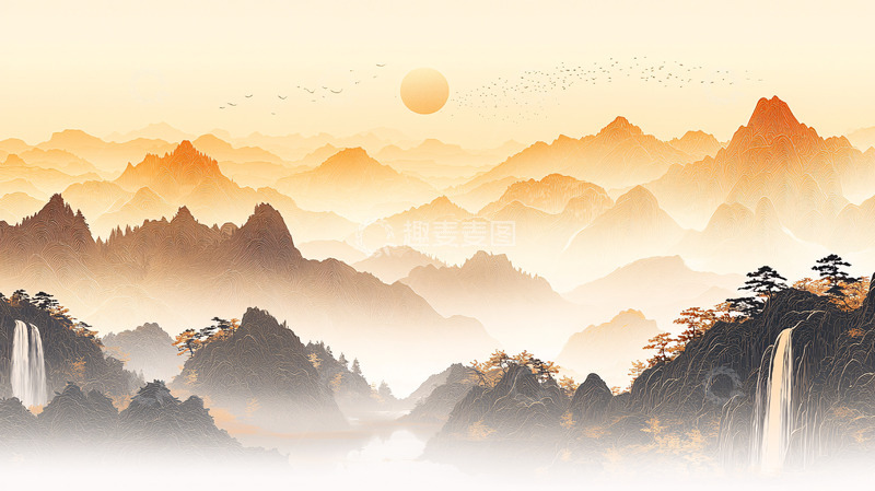 高清大图下载【趣麦麦图】水墨山水画意境图