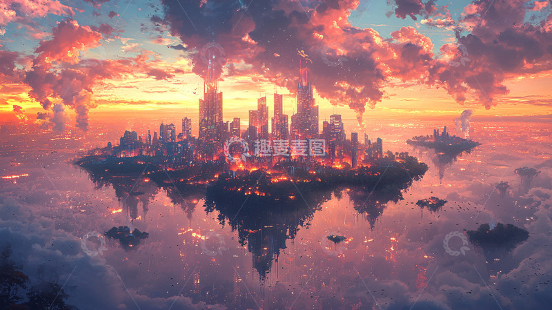 高清大图下载【趣麦麦图】云端城市