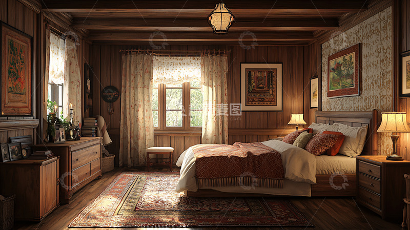 高清大图下载【趣麦麦图】温馨舒适的木质卧室