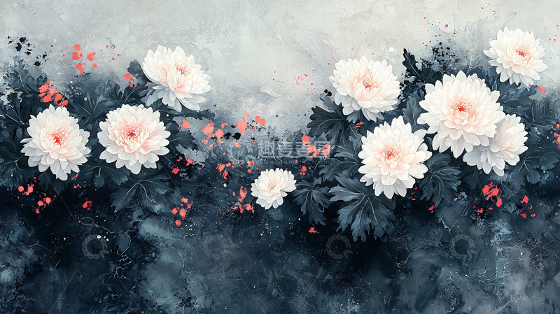 高清大图下载【趣麦麦图】水墨白牡丹