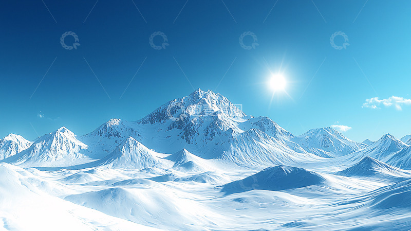 高清大图下载【趣麦麦图】雪山阳光下的冬季景观