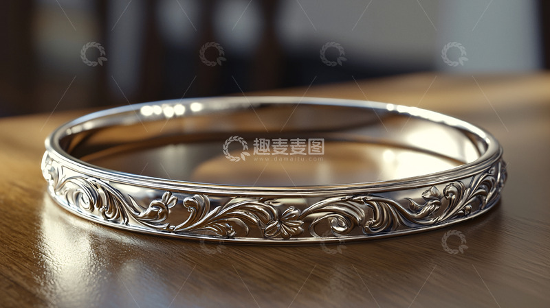 高清大图下载【趣麦麦图】银质雕花手镯