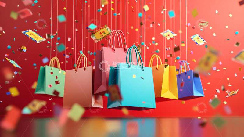 高清大图下载【趣麦麦图】彩色购物袋