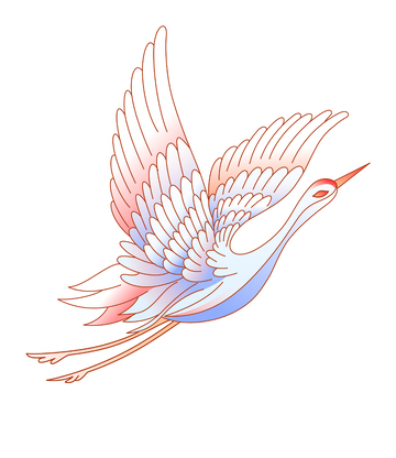 仙鹤国潮矢量插画