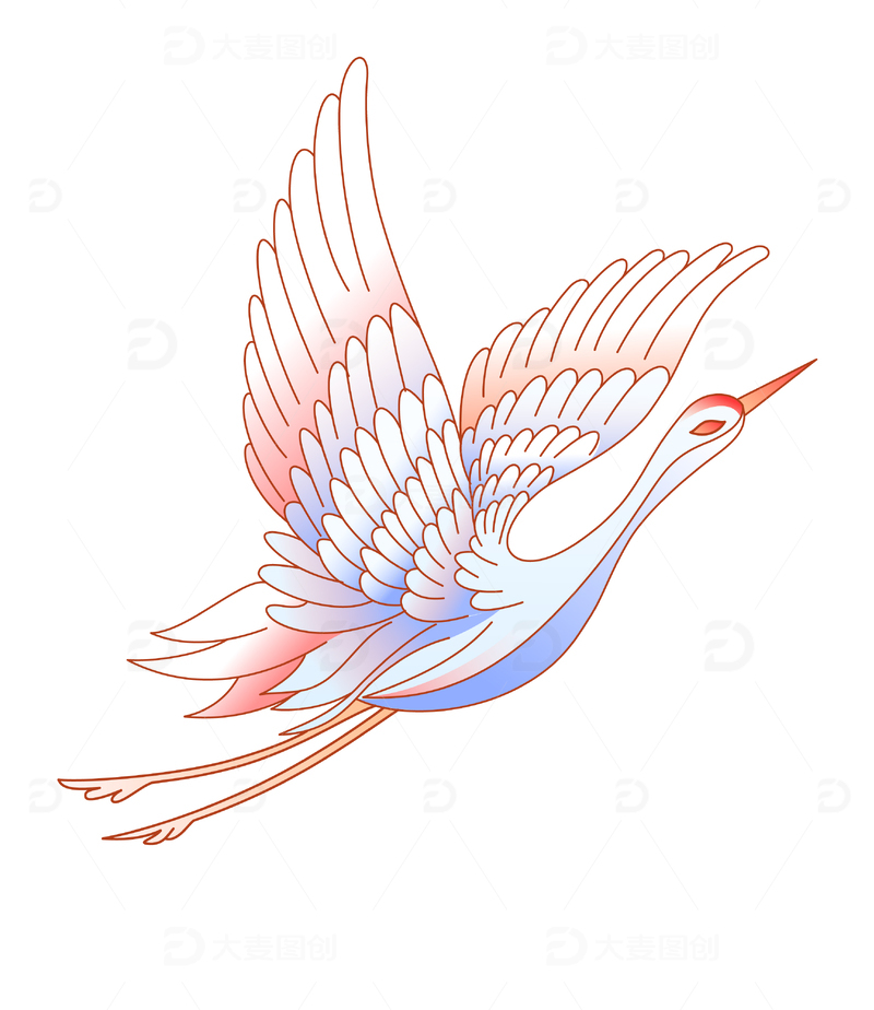 源文件下载【趣麦麦图】仙鹤国潮矢量插画