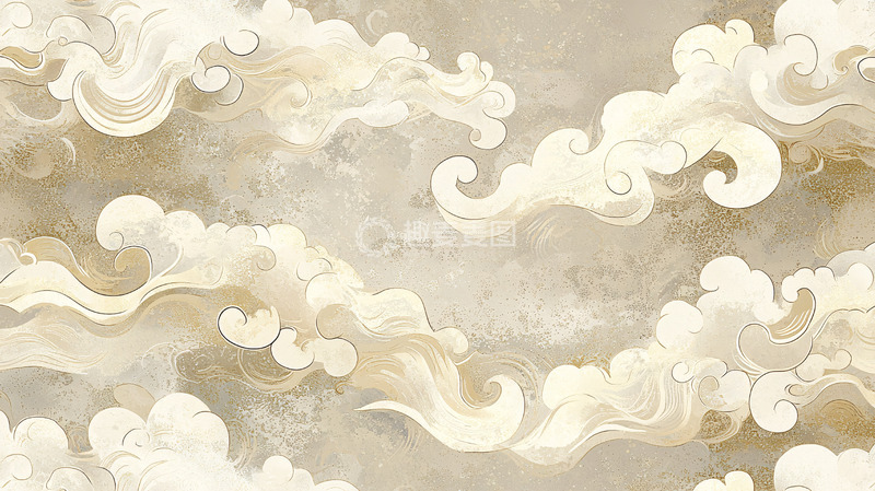 高清大图下载【趣麦麦图】金色水墨云纹背景