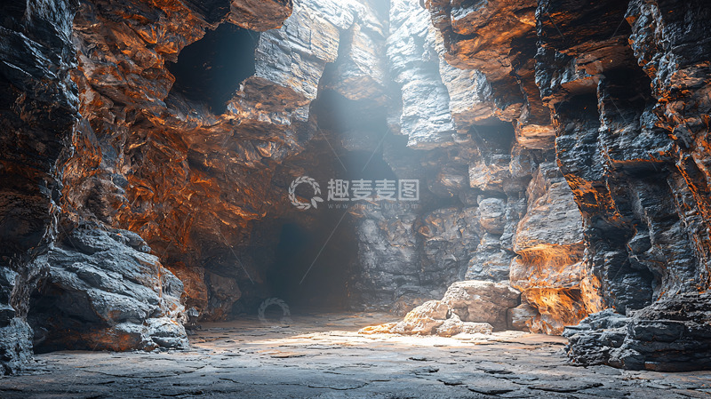 高清大图下载【趣麦麦图】洞穴内光线照进