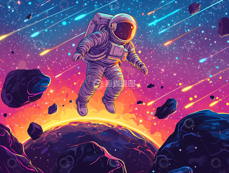 高清大图下载【趣麦麦图】宇航员太空漂浮