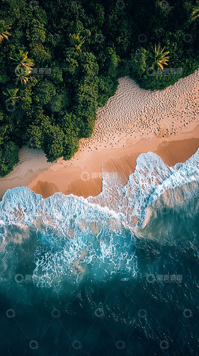 高清大图下载【趣麦麦图】热带海滩鸟瞰图