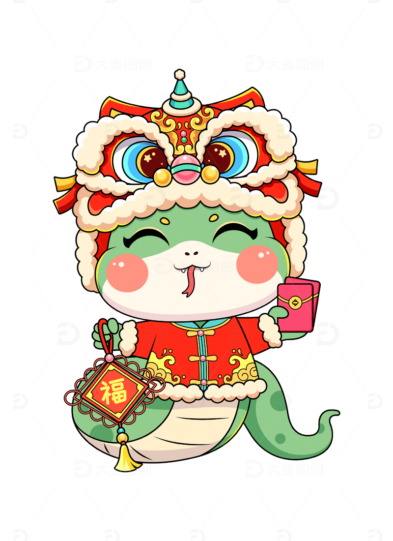蛇年春节卡通插画