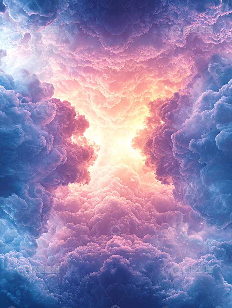 高清大图下载【趣麦麦图】梦幻彩色云朵光线