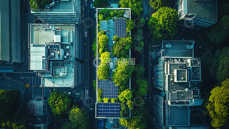 高清大图下载【趣麦麦图】城市屋顶花园鸟瞰图
