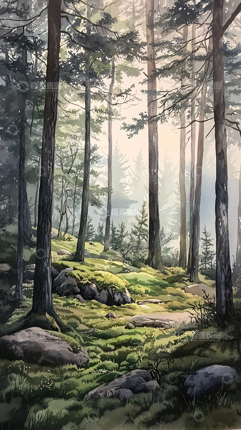 高清大图下载【趣麦麦图】雾气森林小路