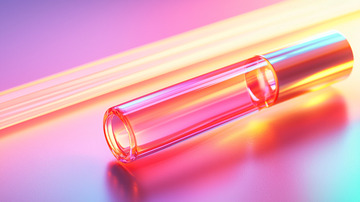 透明玻璃管在彩色渐变背景上