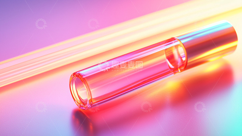 高清大图下载【趣麦麦图】透明玻璃管在彩色渐变背景上