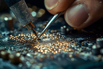 电子元件焊接特写