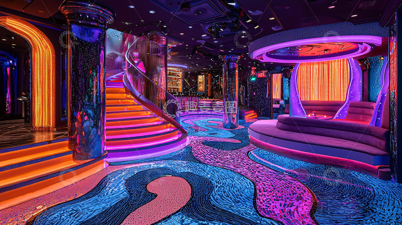 高清大图下载【趣麦麦图】奢华夜店霓虹灯梦幻空间