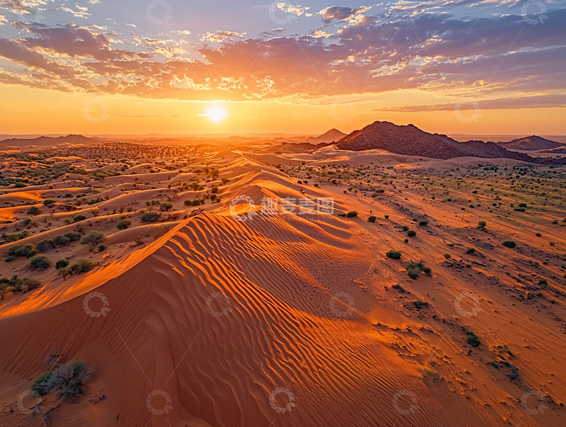 高清大图下载【趣麦麦图】沙漠日落壮丽景色