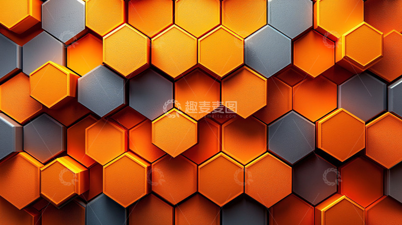 高清大图下载【趣麦麦图】橙色灰色蜂巢状几何背景