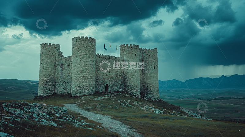 高清大图下载【趣麦麦图】暴风雨下的古堡