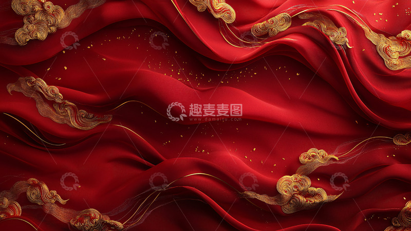 高清大图下载【趣麦麦图】红色丝绸质感背景