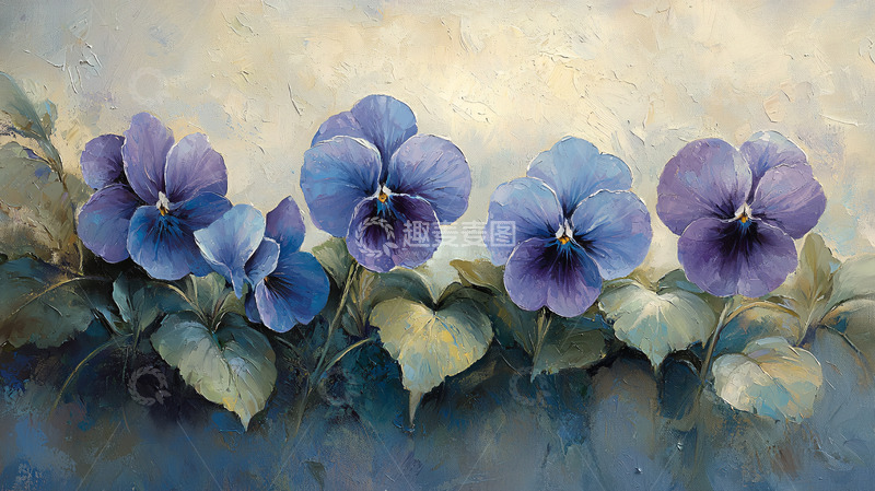 高清大图下载【趣麦麦图】蓝色三色堇